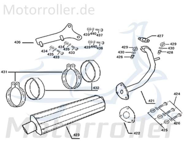 Jonway Florett 2.0 50 City Auspuff 50ccm 2Takt 1830A-ABA9-9000 Motorroller.de Endschalldämpfer Auspuffanlage Endtopf Auspuff-Anlage Auspufftopf