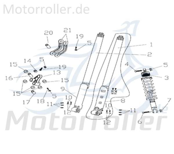 Rex Supermoto 125 DD Gabelholm 125ccm 4Takt Y9B-47103-10-00 Motorroller.de Federbein Gabelstab Gabelbein Gabelstrebe Stoß-Dämpfer Gabel-Holm Motorrad