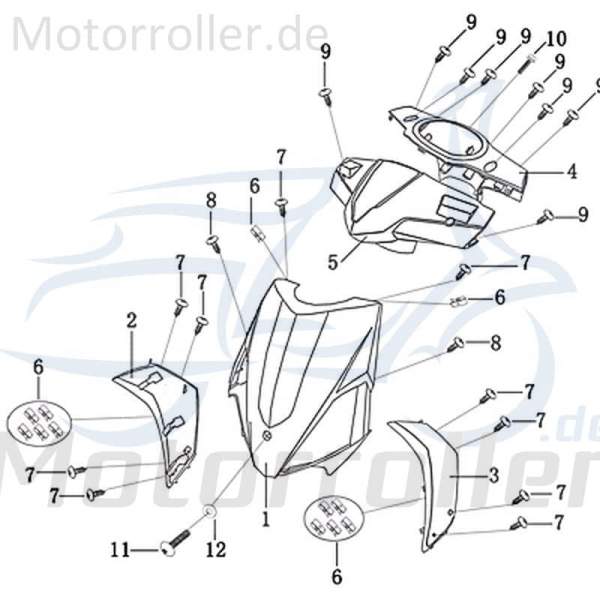 Jonway Galactica 2.0 RC 50 Frontverkleidung 50ccm 2Takt 1020802 Motorroller.de blau Frontschürze Frontmaske Front-Cover Lenkerverkleidung Wetterschild