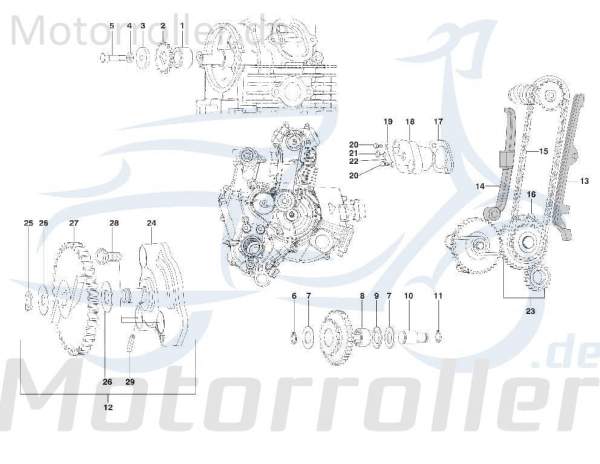 Kreidler STAR Deluxe 4S 125 Steuerkette 125ccm 4Takt 720234 Motorroller.de Nockenwellenkette Ventilsteuerkette Ventil-Steuerkette Steuer-Kette Scooter