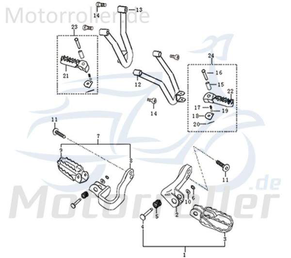 Kreidler DICE GS/SM 125 PRO Fußraste hinten rechts Motorrad 781231 Fußtritt Fußablage Original