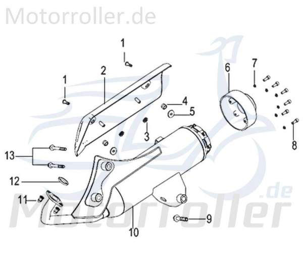 Kreidler Insignio 125 2.0 Auspuffblende seitlich 750246 Motorroller.de Auspuffschutz Hitzeblech Auspuffabdeckung Auspuff-Blende Hitze-Blech