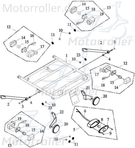 Adly Halterung Reflektor GK 125 Befestigung 125ccm 4Takt Motorroller.de Arretierung Haltebügel Halteblech Befestigungshalter Halte-Blech Halte-Bügel