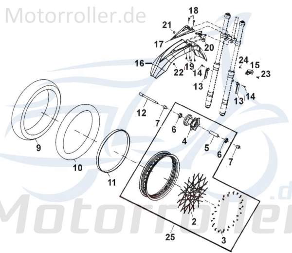 CPI Supermoto 125 DD Vorderradabdeckung 125ccm 4Takt D07-64111-00-69 Motorroller.de vorn Kotflügel Front-Kotflügel 125ccm-4Takt Motorrad CPI