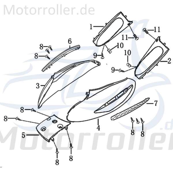 Kreidler Hiker 2.0 Electro Heckverkleidung silber 1020211-1 (128) Motorroller.de Seitenteil Seitenverkleidung Seitenabdeckung Heckabdeckung links