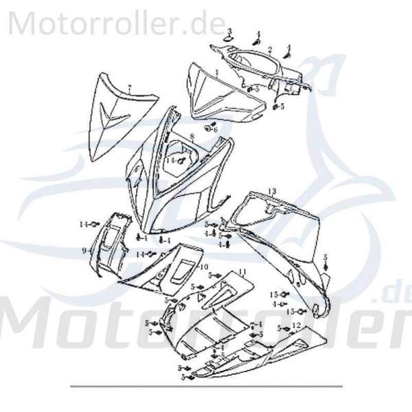 Kreidler RMC-G 50 Frontverkleidung 50ccm 2Takt FIG.C12-7 Motorroller.de blau oben Frontschürze Frontmaske Front-Cover Lenkerverkleidung Front-Schürze