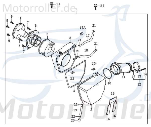 Kreidler STREET 125 DD Gehäuse links 125ccm 4Takt FIG.C1-3 Motorroller.de Hülle Umbauung 125ccm-4Takt Scooter Ersatzteil Service Inpektion