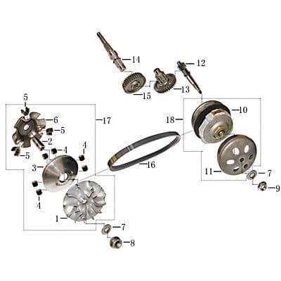 Kreidler Florett RMC-G 125 Kupplung 122mm Wandler 704372 Motorroller.de Fliehkraftkupplung Galactica Hiker 125 Scooter