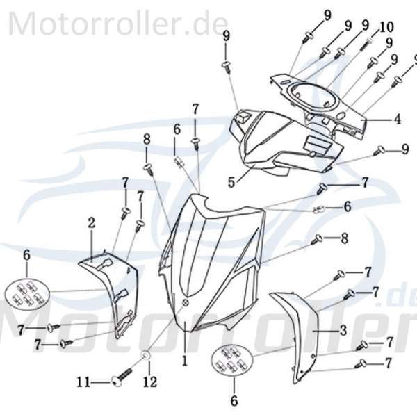 Jonway Galactica 2.0 RC 50 Lenkerverkleidung 50ccm 2Takt 706988 Motorroller.de Frontverkleidung Frontschürze Frontmaske Lenkerabdeckung Front-Cover