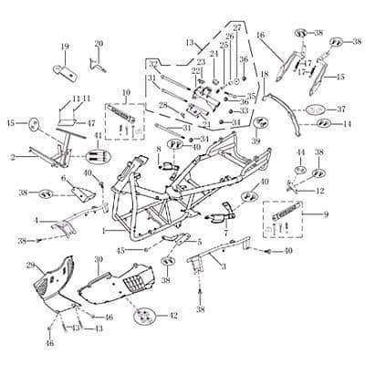 Jonway Insignio 250 DD Rahmen Gestell 250ccm 4Takt 702292 Motorroller.de Metallrahmen Fahrgestell Rahmenteil Grundgerüst Fahrzeugrahmen 250ccm-4Takt