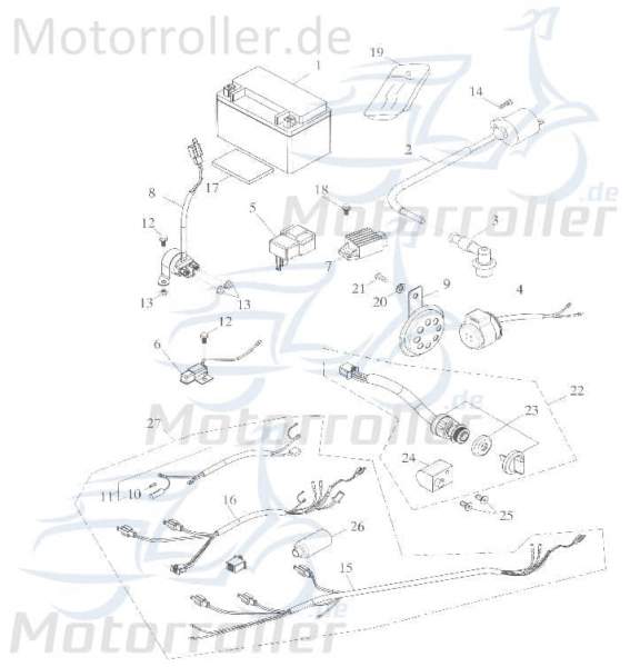 Adly Zündschloss mit 4Taktkontrolle GK 125 Buggy 125ccm 4Takt Motorroller.de Zünd-Schloss Lenkerschloss Lenker-Schloss Anlasserschloss 152QMI Service