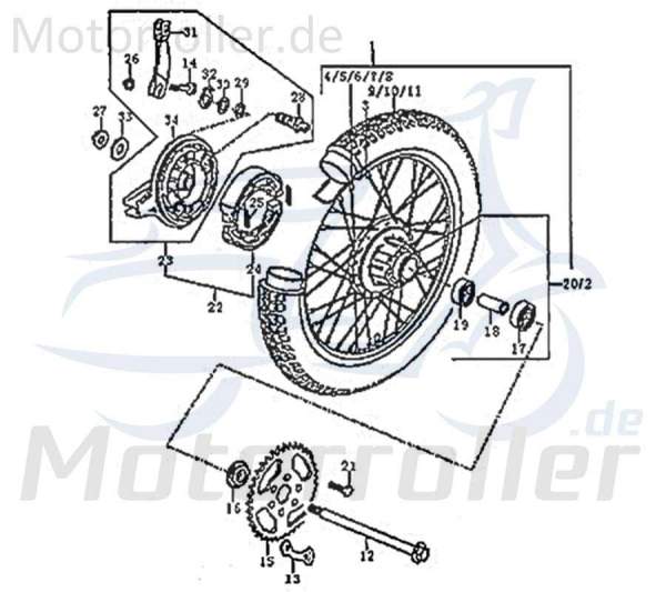 Speiche links innen 180mm, 80 Grad Radspeiche FIG.C31-4