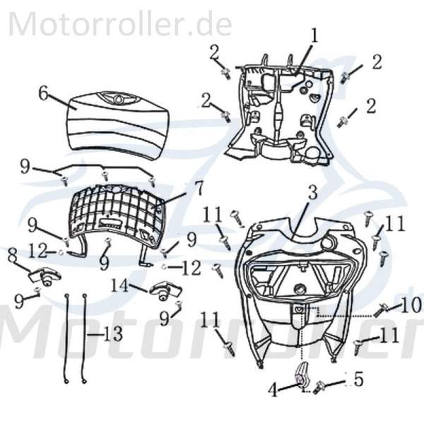 Kreidler Martinique 125 Rückenplatte 125ccm 4Takt 702564 Motorroller.de 125ccm-4Takt Scooter Ersatzteil Service Inpektion Direktimport