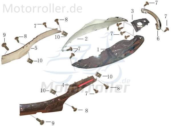 Jonway Unser Norden Heckverkleidung 50ccm 4Takt 1020411 Motorroller.de Seitenteil Seitenverkleidung Seitenabdeckung Heckabdeckung Heck-Verkleidung