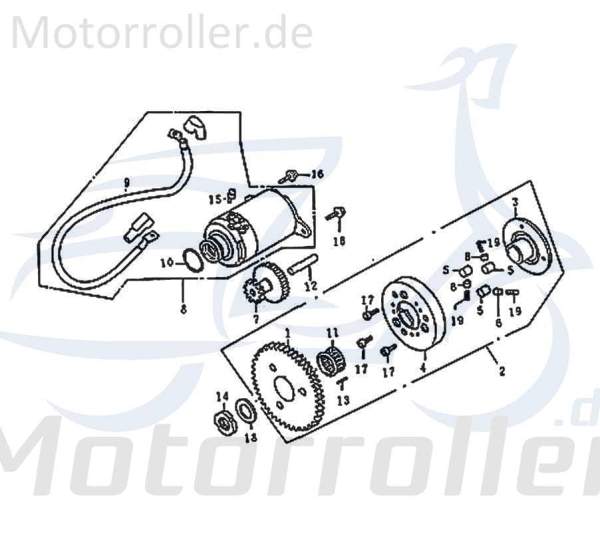 Rex Rexy 125 Übersetzungsrad Anlasser 125ccm 4Takt FIG.E10-1 Motorroller.de Getrieberad 125ccm-4Takt Scooter Kreidler Florett 125E Ersatzteil Service