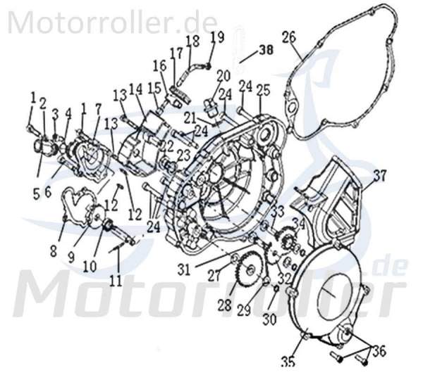 SMC Kurbelgehäusedeckel links Motordeckel Roller 1E40MB.10-01 Motorroller.de Motorgehäusedeckel 50ccm-2Takt Scooter Moped Ersatzteil Service Inpektion