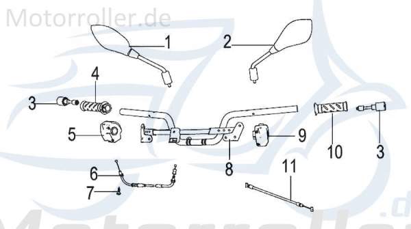 Kreidler Insignio 125 2.0 Gaszug 125ccm 4Takt 40300T740001 Motorroller.de Seilzug Bautenzug Gasseilzug Bauten-Zug Bowden-Zug Gas-Zug Seil-Zug Mokick