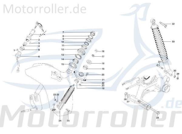 Kreidler STAR Deluxe 4S 125 Stoßdämpfer 125ccm 4Takt SF523-0907 Motorroller.de Federbein Gabelbein Feder-Bein Gabel-Bein Stoß-Dämpfer 125ccm-4Takt LML