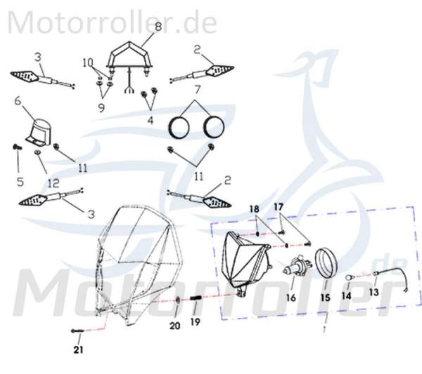 Kreidler Supermoto 125 WK1SM Nummernschildbeleuchtung 730787 Motorroller.de Kennzeichenbeleuchtung Lampe Licht 125ccm-4Takt Motorrad Moped