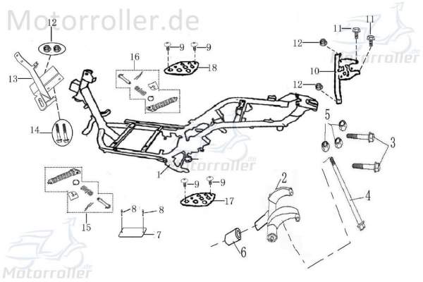 Kreidler Hiker 50 DD Rahmen Gestell 50ccm 2Takt 1030201-6 Motorroller.de Metallrahmen Fahrgestell Rahmenteil Grundgerüst Fahrzeugrahmen 50ccm-2Takt