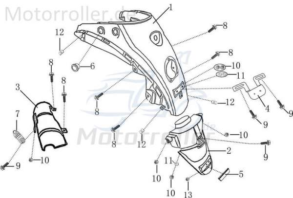 Rex RS Classic 50 Halterung Befestigung 50ccm 4Takt 1030713 Motorroller.de Arretierung Haltebügel Halteblech Befestigungshalter Halte-Blech Scooter