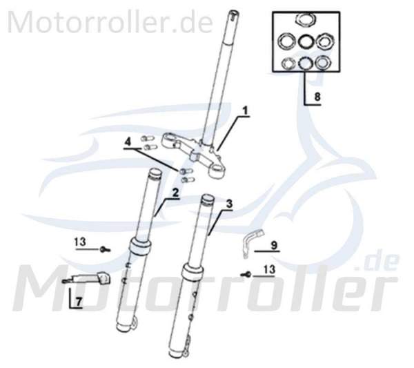 Kreidler Galactica 3.0 LC 50 DD Gabelholm 50ccm 2Takt 51500-XSG-9000 Motorroller.de Federbein Gabelstab Gabelbein Gabelstrebe Stoß-Dämpfer Gabel-Holm