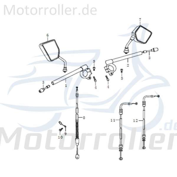 Qingqi STREET 125 DD Gaszug Bowdenzug 125ccm 4Takt FIG.10-11 Motorroller.de Seilzug Bautenzug Gasseilzug Bauten-Zug Bowden-Zug Gas-Zug Seil-Zug