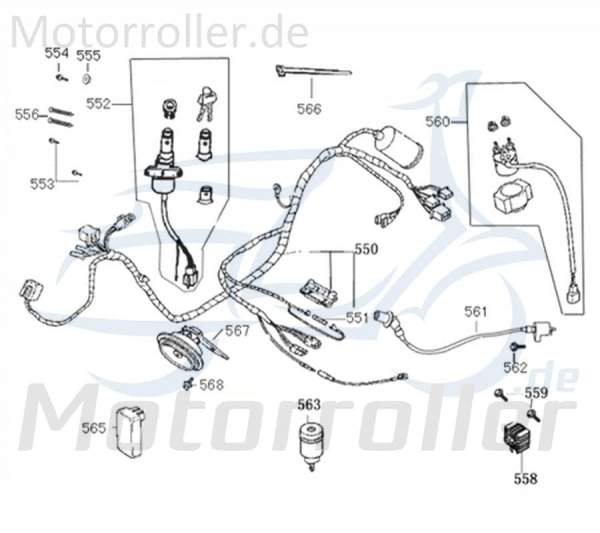 Kreidler Flory 125 CLassic Kabelbaum Stromverteiler 741739 Motorroller.de Kabelsatz Kabelbündel Kabelbaumverteiler Kabel-Baum Scooter