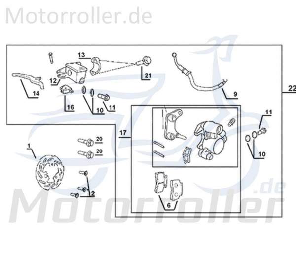 Kreidler Galactica 3.0 LC 50 DD Bremsschlauch Bremsleitung 50ccm 2Takt 45126-ABA9-9000 Motorroller.de Hydraulikschlauch Hydraulik-Schlauch Scooter