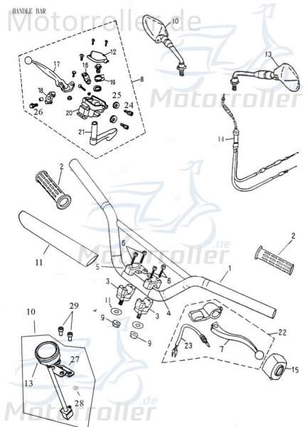 Adly Bremshebel links ATV 50 II Utility XXL AC 50ccm 2Takt Motorroller.de Handbremshebel Handbremsgriff Brems-Hebel Bremsarm Brems-Arm Brems-griff UTV