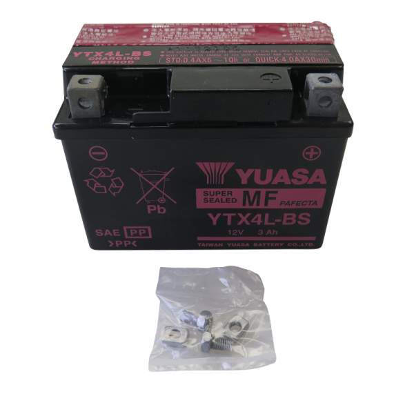 YUASA Batterie YTX4L-BS 12V 3Ah DIN 50314 PGO P5583000000 Motorroller.de 114x71x86mm Starterbatterie Roller-Batterie Rollerbatterie Akkumulator