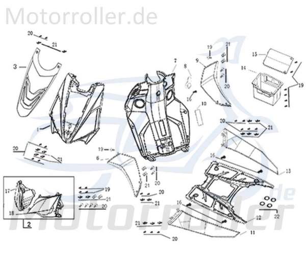 Kreidler Galactica 3.0 LC 50 DD Seitenverkleidung 50ccm 2Takt 64306-ABA9-9000 Motorroller.de Seitendeckel Seitenabdeckung Seitenleiste Seiten-leiste