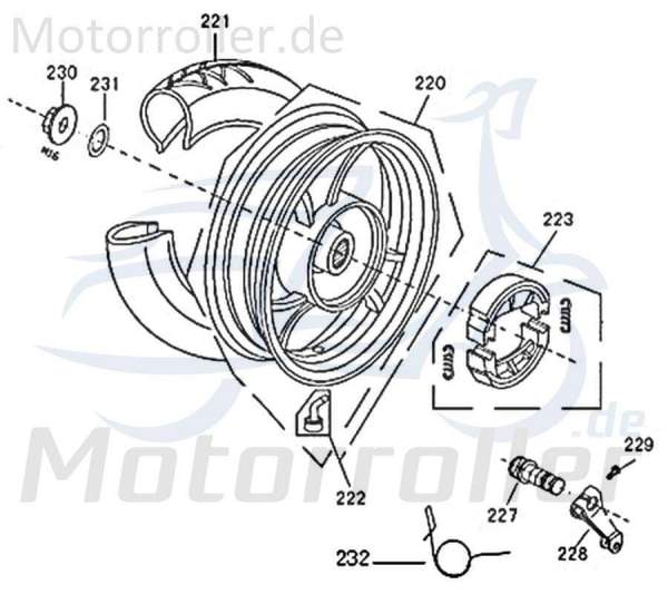 Kreidler Florett 2.0 50 City Felge hinten 50ccm 2Takt 42600-B08-9200-FCS2 Motorroller.de Hinterrad-Felge Hinterradfelge Hinter-Rad Heck-Rad Jonway