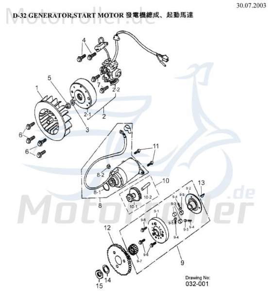 AEON Polrad Schwungrad Generator 125ccm Quad ATV 180ccm 4Takt Motorroller.de Polradglocke Schwungscheibe Statorscheibe Schwung-Scheibe Polrad-Glocke