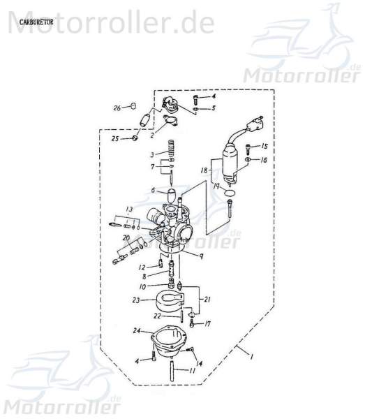 Adly Air Tec 1 50 AC Gasschieber 50ccm 2Takt Roller Motorroller.de Vergasermembran Vergaserschieber HerChee 50cc 2T Vergaser-Membrane