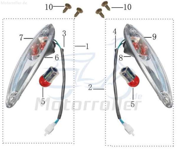 Bulb 12V10W socket BA15-S orange indicator YY50QT023005