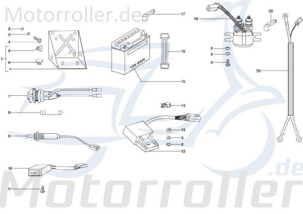 Kreidler STAR Deluxe 4S 200 Starterrelais 200ccm 4Takt 721174 Motorroller.de Startrelais Magnetschalter Anlasserrelais Anlasser-Relais Starter-Relais
