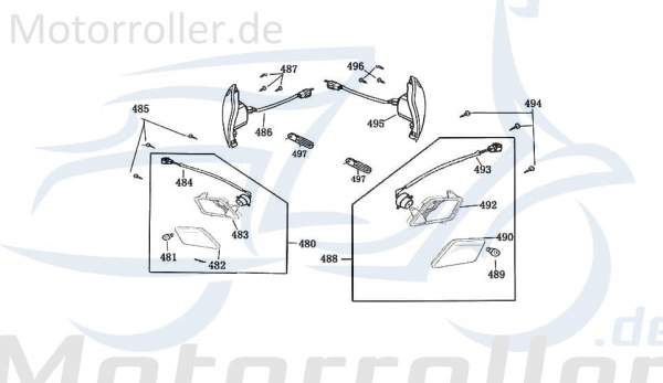 Rex Bergamo 50 Blinker Blinklicht 50ccm 4Takt 33650-F8-9000 Motorroller.de links hinten Signalleuchte Blinkleuchte Fahrtrichtungsanzeiger Winker