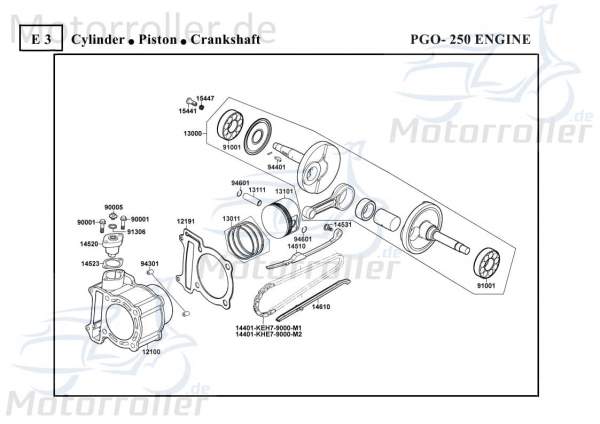 Kolben Piston PGO-12494 Motorroller.de
