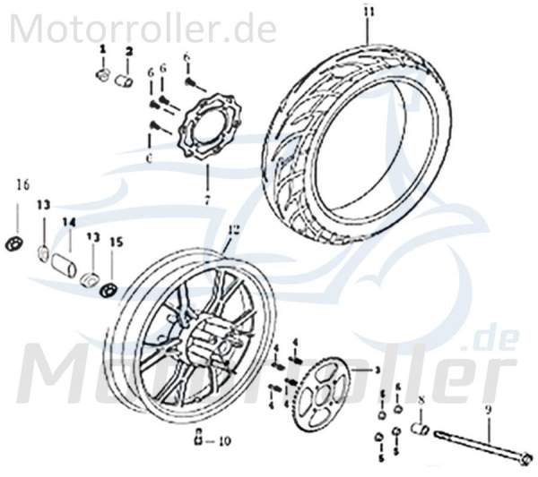 SMC Schraube M14x1.25x265mm Kreidler Motorrad 212-Z14265-WZ Motorroller.de Bundschraube Maschinenschraube Flanschschraube Flansch-Schraube Ersatzteil