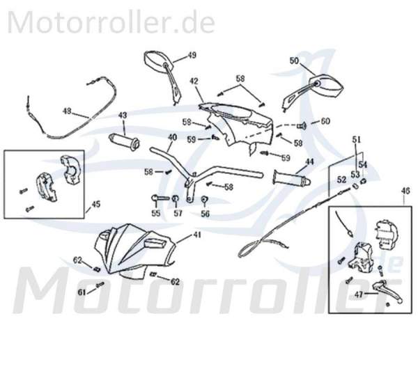 ZNEN Bremszug Hinterrad ZNEN Bremsleitung 43450-B08-9100 Motorroller.de Bowdenzug Seilzug Bautenzug Bremsseil Bremskabel Brems-Zug Bauten-Zug Scooter