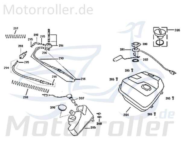 SMC Kraftstoffbehälter Jonway Spritbehälter 17500-F22-9001 Motorroller.de Benzintank 50ccm-2Takt Scooter Florett 2.0 50 City Florett 2.1 RS 50 Moped