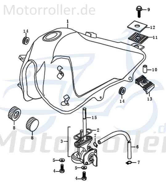 Kreidler Supermoto Enduro 125 Kraftstoffbehälter 125ccm 4Takt FIG C3-1A-2 Motorroller.de Benzintank Spritbehälter 125ccm-4Takt Motorrad Moped Service
