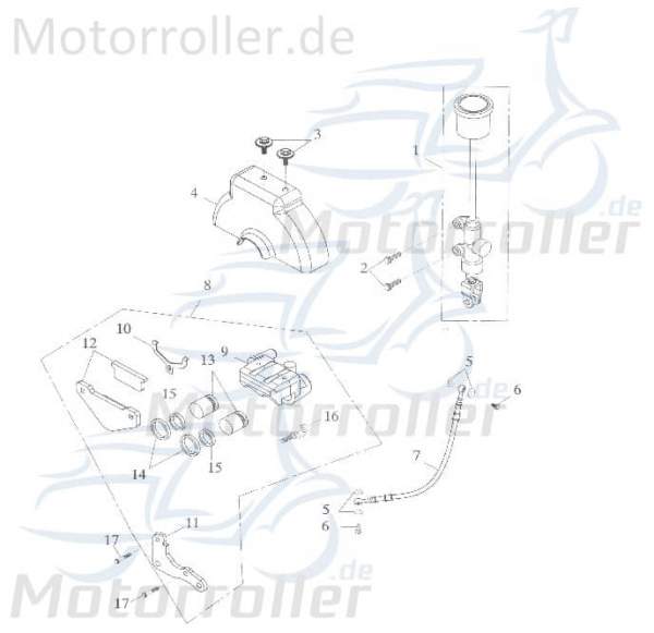Adly Bremsschlauch GK 125 Bremsleitung Buggy 125ccm 4Takt Motorroller.de Hydraulikschlauch Hydraulik-Schlauch Hochdruckleitung Hydraulikleitung