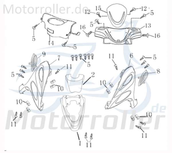 Kreidler Hiker 2.0 Electro Frontverkleidung 50ccm elektro 1020247-1 Motorroller.de weiß Frontschürze Frontmaske Front-Cover Lenkerverkleidung Service