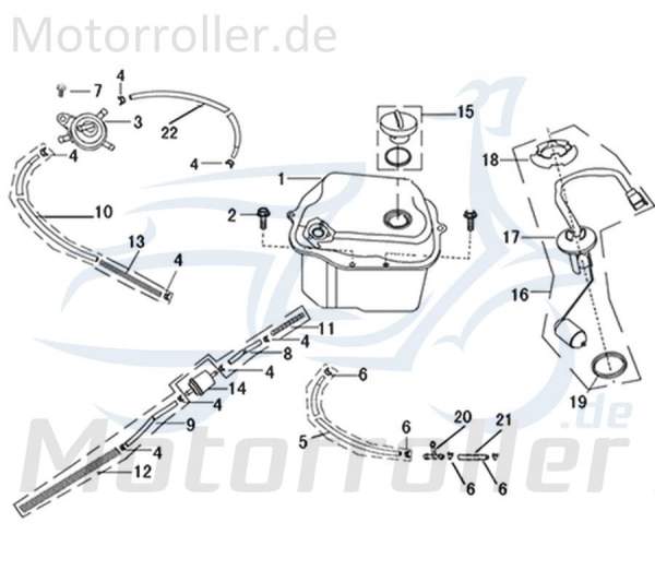 Kreidler Galactica 3.0 LC 50 DD Bezinhahn 50ccm 2Takt 16950-ABA9-9000-FCS Motorroller.de FIG. F16 NO. Benzunventil Minarelli liegend Scooter Service