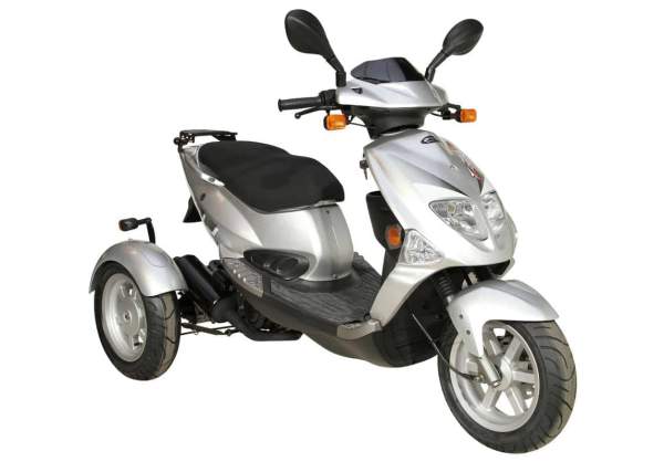 PGO TR3 Trike, Dreiradroller, Motorroller 25 km/h silber Gebraucht Mofa Seniorenroller Handicaproller