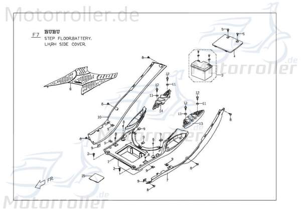 PGO Seitenverkleidung rechts kristallsilber Ligero RS 125 P66265007J0 Motorroller.de Seitendeckel Seitenabdeckung Seitenleiste Seiten-Verkleidung