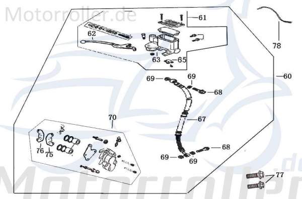 Rex Bergamo 50 Bremsschlauch Bremsleitung Hydraulikschlauch 50ccm 4Takt 740458 Motorroller.de Hydraulik-Schlauch Hochdruckleitung Hydraulikleitung