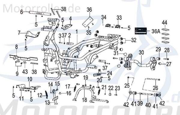 Kreidler INSIGNIO 125 DD Fußbrettträger 125ccm 4Takt 58270N120000 Motorroller.de Trittbretträger 125ccm-4Takt Insignio 250 DD Mokick Ersatzteil